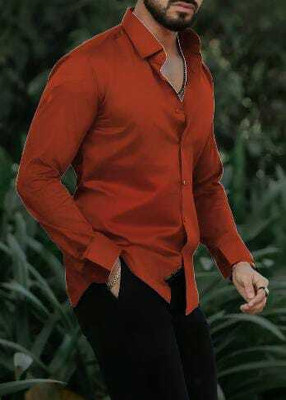 R Y Fashion Men Solid Casual Red Shirt