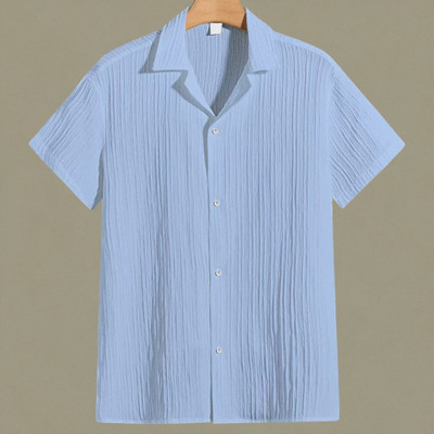 Look Trendy Men Self Design Casual Light Blue Shirt