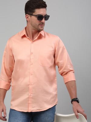 JAINISH Men Solid Casual Orange Shirt