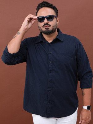 Reso Men Solid Casual Dark Blue Shirt