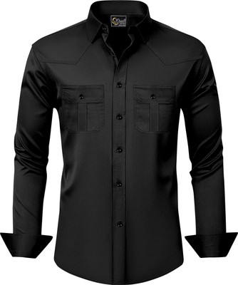 IKON FASHION Men Solid Casual Black Shirt