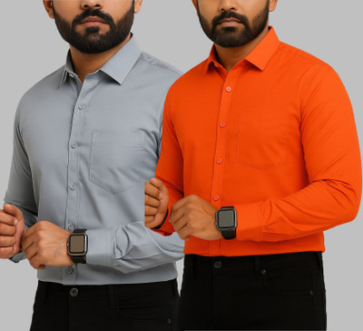 youth first Men Solid Formal Multicolor Shirt(Pack of 2)