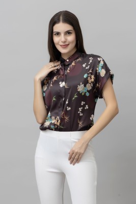 PURYS Women Floral Print Casual Black, White, Green Shirt