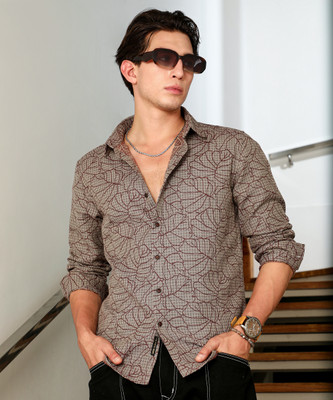 CAMPUS SUTRA Men Printed Casual Brown Shirt