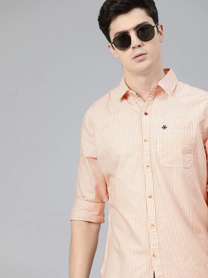 WROGN Men Striped Casual Orange Shirt