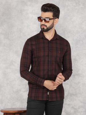 CRIMSOUNE CLUB Men Checkered Casual Brown Shirt