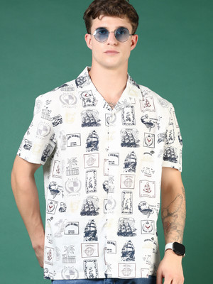 V-MART Men Printed Casual White Shirt
