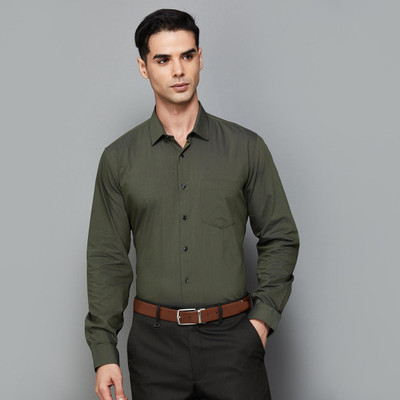 ALVIN ENTERPRISE Men Solid Formal Green Shirt