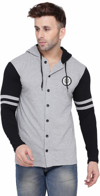 GEUM Men Solid Casual Black, Grey Shirt