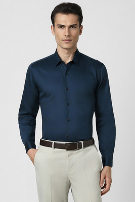 PETER ENGLAND Men Self Design Formal Dark Blue Shirt