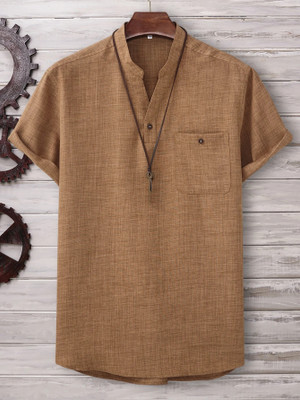 KALP CRAZE Men Solid Straight Kurta(Brown)