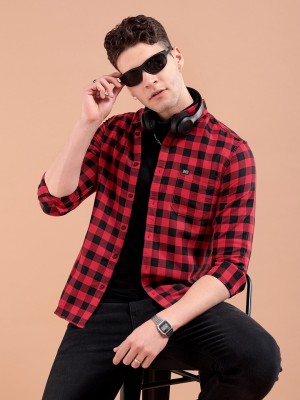 The Indian Garage Co. Men Checkered Casual Red Shirt