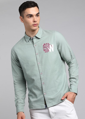 WROGN Men Solid Casual Green Shirt