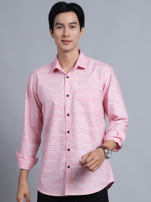 HANUMNTRA Men Solid Formal Pink Shirt