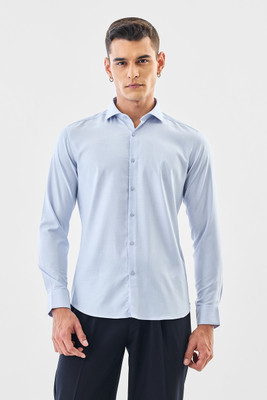 Snitch Men Solid Formal Light Blue Shirt