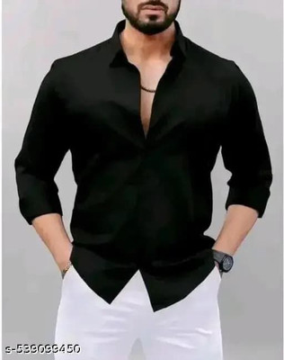 Dimple Fashion Men Solid Formal Black Shirt