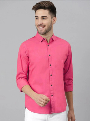 Neviq Trend Men Solid Casual Pink Shirt