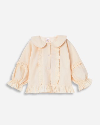 Kico Girls Solid Casual Cream Shirt