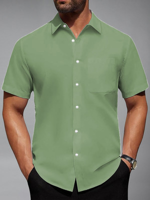 Vida Loca Men Solid Casual Light Green Shirt