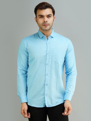 BLUE MARTIN Men Solid Casual Light Blue Shirt