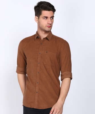 PETER ENGLAND Men Self Design Casual Brown Shirt