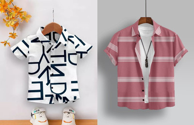 Solbiza Boys Printed Casual Multicolor Shirt(Pack of 2)