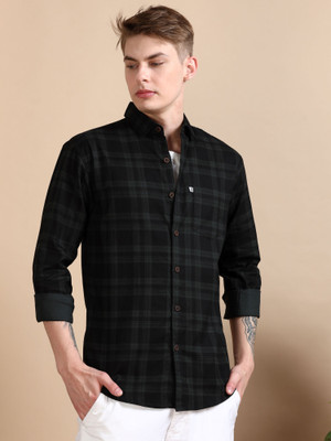 ALLWIN PAUL Men Checkered Casual Green Shirt