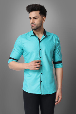 METRONAUT Men Solid Casual Light Blue Shirt