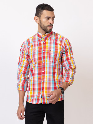 FREKMAN Men Printed Casual Red Shirt