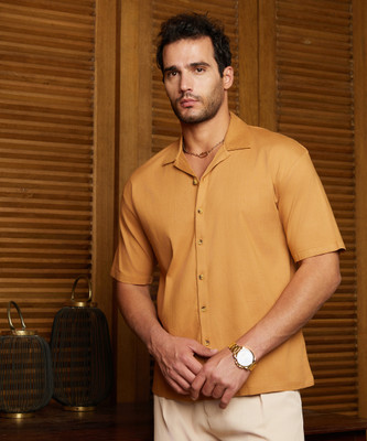 CAMPUS SUTRA Men Self Design Casual Yellow Shirt