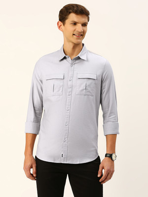 THOMAS SCOTT Men Solid Casual Grey Shirt
