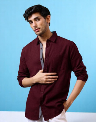 MANTRATEXTILESS Men Self Design Casual Maroon Shirt(Pack of 2)