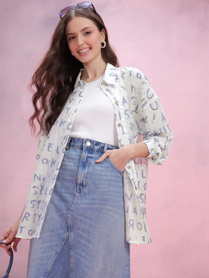 Dressberry Women Printed Casual White Shirt
