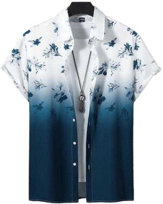 ANITA FASHION Men Printed Casual Blue, Light Blue, White Shirt