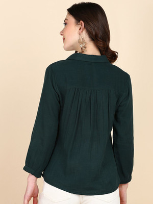 CORSICA Women Dyed/Ombre Casual Green Shirt