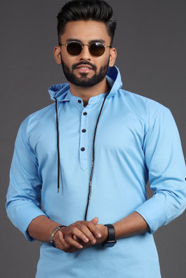 SPOQUE Men Solid Casual Light Blue Shirt