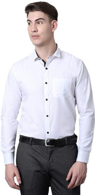 RAFSON Men Solid Formal White Shirt