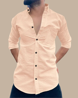 Jayantah Men Solid Casual Orange Shirt