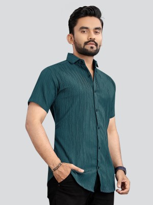 NIVICK Men Self Design Casual Green Shirt