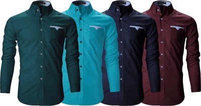 MACSIVO Men Solid Casual Multicolor Shirt(Pack of 4)