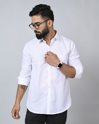 CottonMS Men Solid Formal White Shirt