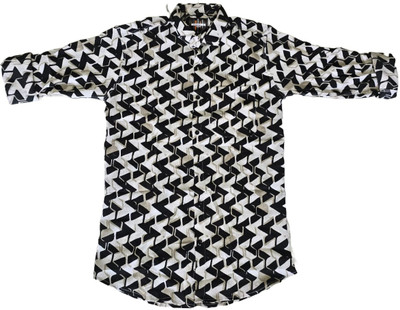 Wedani Men Striped Casual White, Black, Beige Shirt