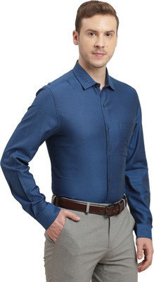 TURTLE Men Self Design Formal Blue Shirt