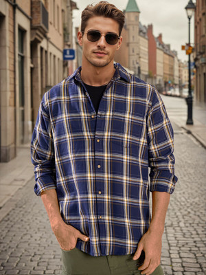 Bene Kleed Men Printed Casual Blue Shirt