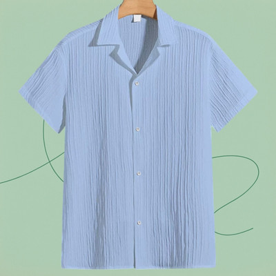 Look Trendy Men Self Design Casual Light Blue Shirt