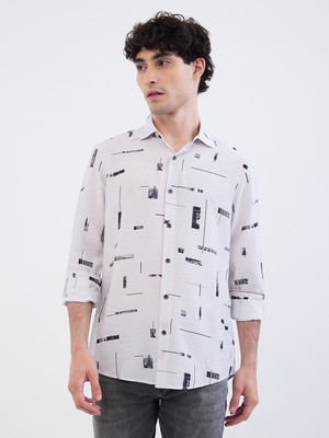 Spykar Men Printed Casual White Shirt