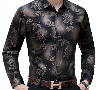 SJV Men Graphic Print Casual Brown Shirt