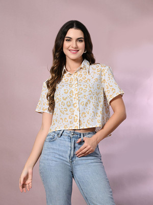 Fiorenza Women Printed Casual White Shirt