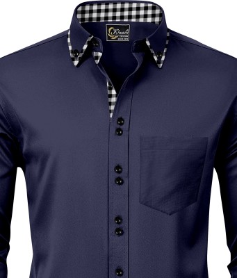 Khushi Creation Men Solid Casual Dark Blue Shirt