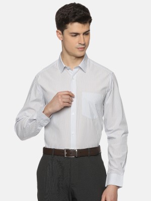 The Formal Club Men Striped Formal White, Light Blue Shirt